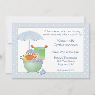 Invitation Bain à canard bleu Baby shower