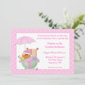 Invitation Bain à canard rose Baby shower (Debout devant)