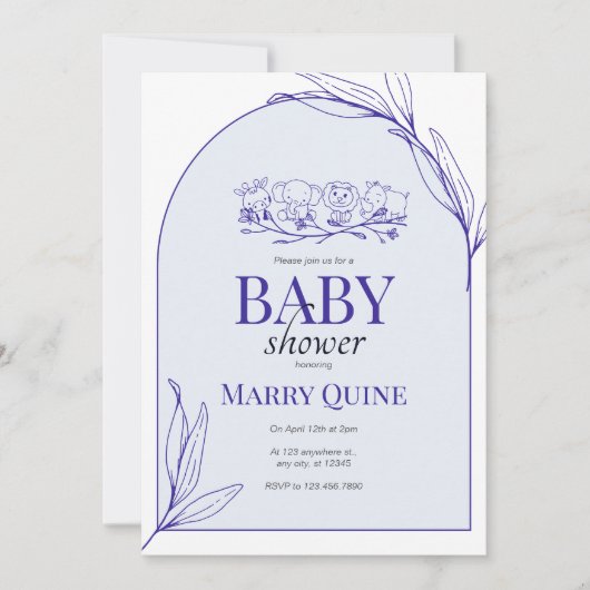 Invitation Bain de bébé à la typographie Chic (Devant)