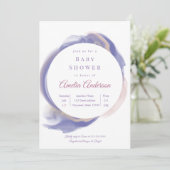 Invitation Bain de bébé à l'aquarelle lavande (Debout devant)