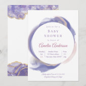 Invitation Bain de bébé à l'aquarelle lavande (Devant / Derrière)