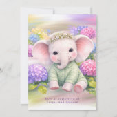 Invitation Bain de bébé à l'éléphant avec des hortensias (Dos)