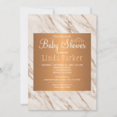 Invitation Bain de bébé à monogramme tendance chic en marbre (Devant)
