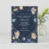 Invitation Bain de bébé Animaux de l'Espace (Debout devant)