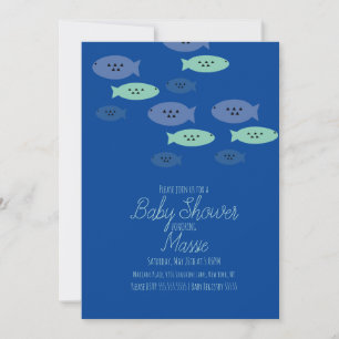 Invitation Bain de bébé Aquarium de poissons Bleu