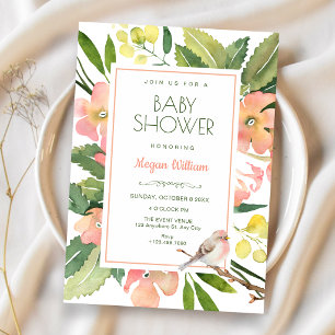 Invitation Bain de bébé aux fleurs à l'aquarelle
