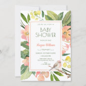 Invitation Bain de bébé aux fleurs à l'aquarelle (Devant)