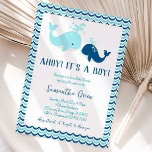 Invitation Bain de bébé baleine