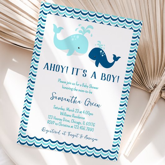 Invitation Bain de bébé baleine