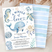 Invitation Bain de bébé baleine garçon océan bleu