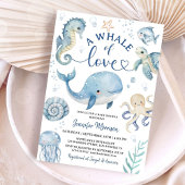 Invitation Bain de bébé baleine garçon océan bleu