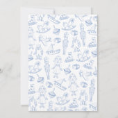 Invitation Bain de Bébé Bleu Toile De Jouy (Dos)