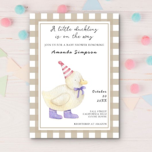 Invitation Bain de bébé Canard Mignon
