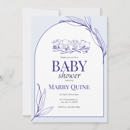 Invitation Bain de bébé Chic Typographie (Devant)