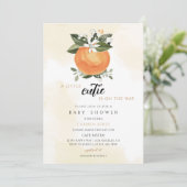 Invitation Bain de bébé Citrus Orange Clémentine (Debout devant)
