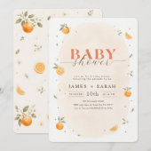 Invitation Bain de bébé Clémentine à l'aquarelle Orange (Devant / Derrière)