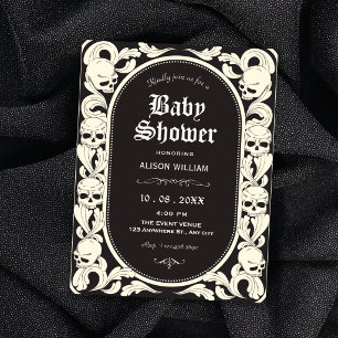 Invitation Bain de bébé crâne gothique
