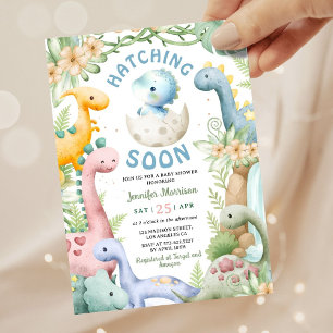 Invitation Bain de bébé dinosaure garçon bleu Dino