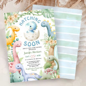 Invitation Bain de bébé dinosaure garçon bleu Dino 