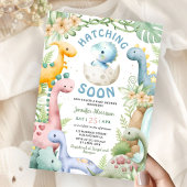 Invitation Bain de bébé dinosaure garçon bleu Dino 