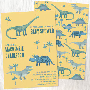 Invitation Bain de bébé dinosaure mignon