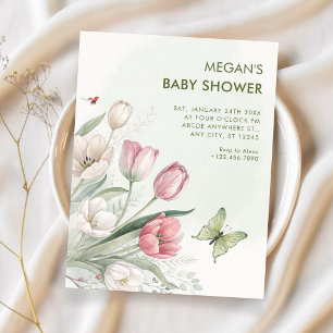 Invitation Bain de bébé élégant à l'aquarelle florale
