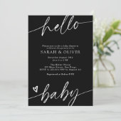 Invitation Bain de bébé élégant moderne écriture noir et blan (Debout devant)