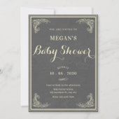 Invitation Bain de bébé élégant vintage gris  (Devant)