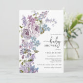 Invitation Bain de bébé élégant violet (Debout devant)