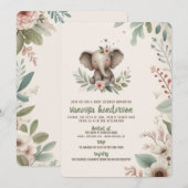 Invitation Bain de bébé Éléphant (Devant / Derrière)