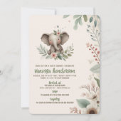 Invitation Bain de bébé Éléphant (Devant)