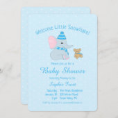 Invitation Bain de bébé Éléphant et Ours en peluche pour Baby (Devant / Derrière)