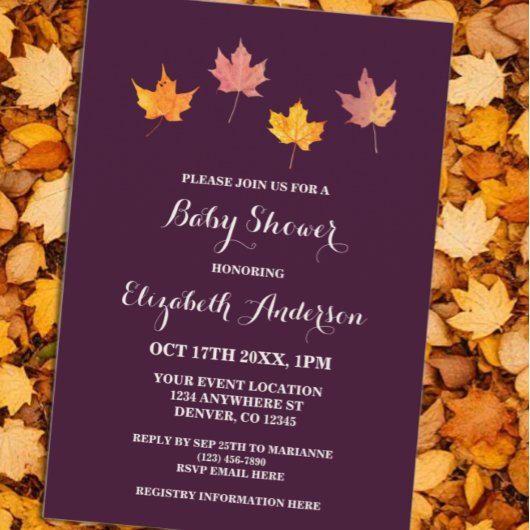 Invitation Bain de Bébé Feuilles d'Érable