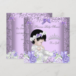 Invitation Bain de bébé fille vintage lavande gris