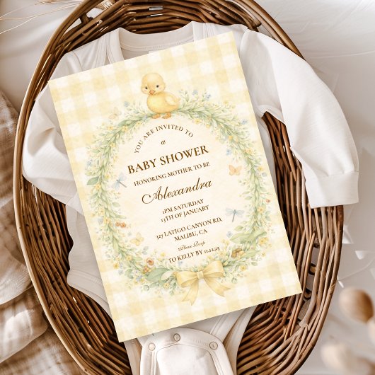 Invitation Bain de bébé Fleur de Caneton Vintage