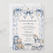Invitation Bain de bébé Flocon de Neige Bleu Prépa (Devant)
