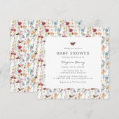 Invitation Bain de bébé floral coloré (Devant / Derrière)