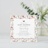 Invitation Bain de bébé floral coloré (Debout devant)