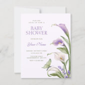 Invitation Bain de bébé floral lis violet (Devant)