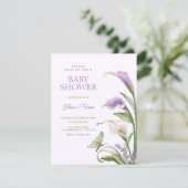 Invitation Bain de bébé floral lis violet (Debout devant)