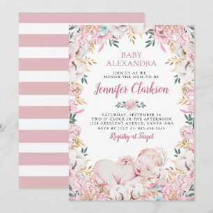 Invitation Bain de bébé floral nouveau-né
