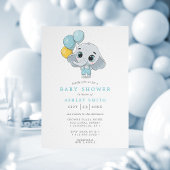 Invitation Bain de bébé garçon aquarelle éléphant mignon