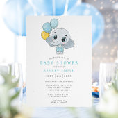 Invitation Bain de bébé garçon aquarelle éléphant mignon