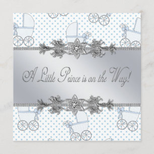 Invitation Bain de bébé garçon au landau bleu Prince