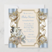 Invitation Bain de bébé garçon au thème cigogne élégant (Dos)