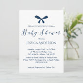 Invitation Bain de bébé garcon bleu marine blanc charmant (Debout devant)
