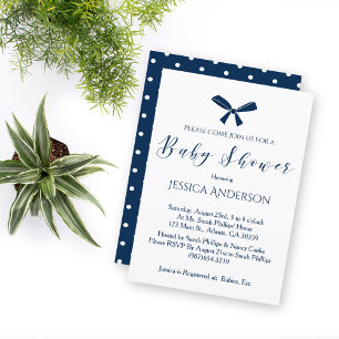 Invitation Bain de bébé garcon bleu marine blanc charmant