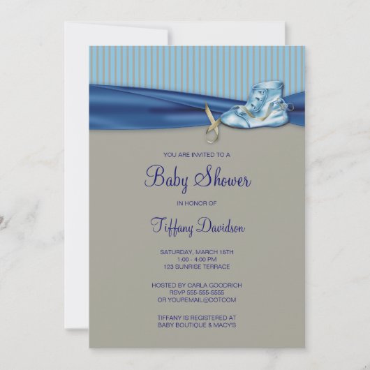 Invitation Bain de bébé garçon chaussure vintage (Devant)