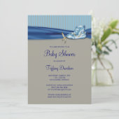 Invitation Bain de bébé garçon chaussure vintage (Debout devant)
