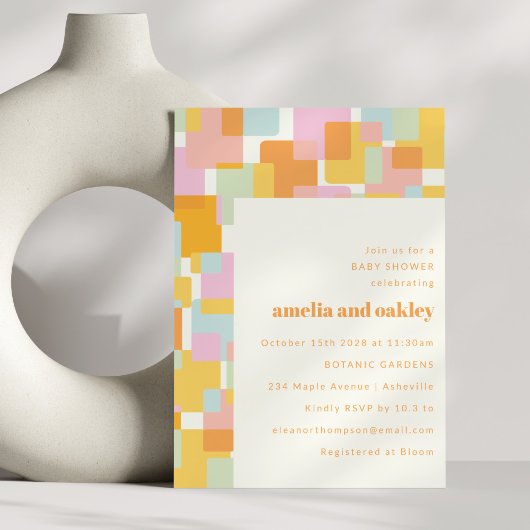 Invitation Bain de bébé Garçon Fille Couple Moderne
